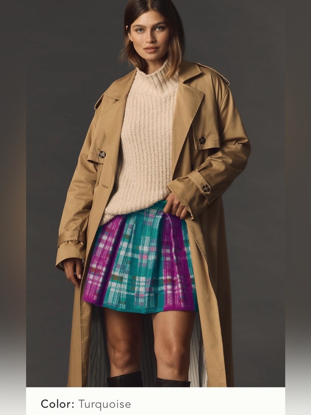 Anthropologie Maeve Pleated Knit Mini Skir - Picture 2 of 3